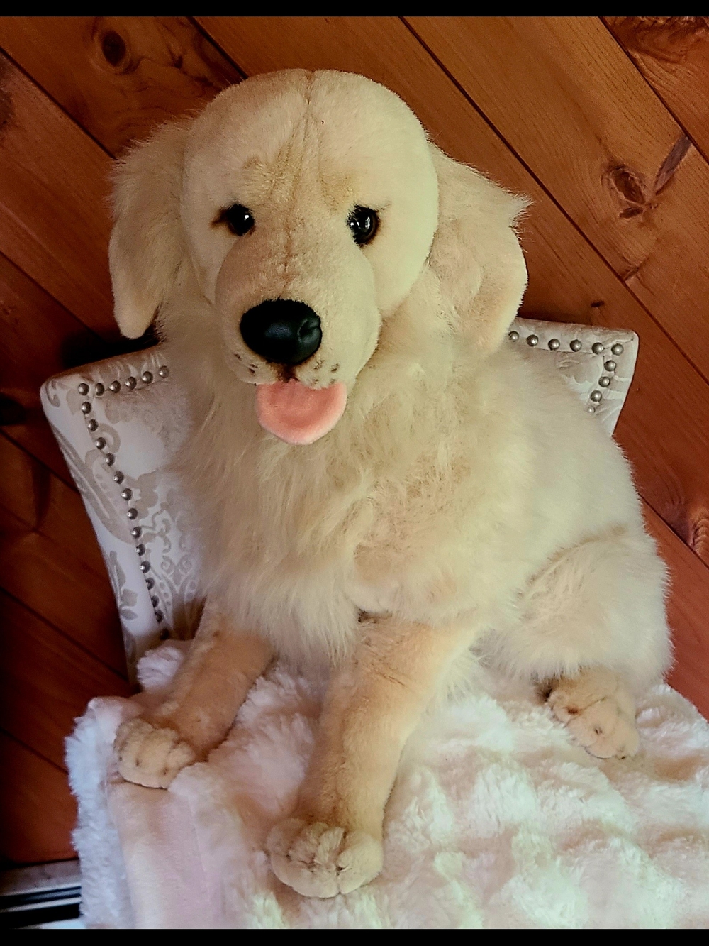 Cream Plush Golden Retriever Dog Toy - Soft Sit-Along Companion